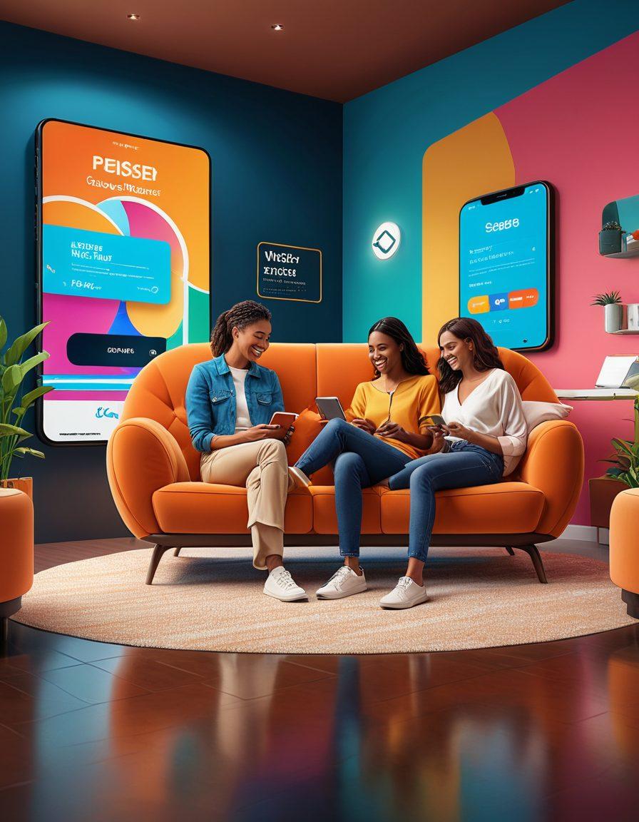 A dynamic illustration of diverse people enjoying seamless membership experiences, showcasing features like digital passes, ease of access to events, and happy interactions. Include vibrant icons representing perks such as discounts, VIP lounges, and exclusive content. The background should reflect a modern, tech-savvy atmosphere, implying convenience and joy. Super-realistic. Vibrant colors. 3D elements.